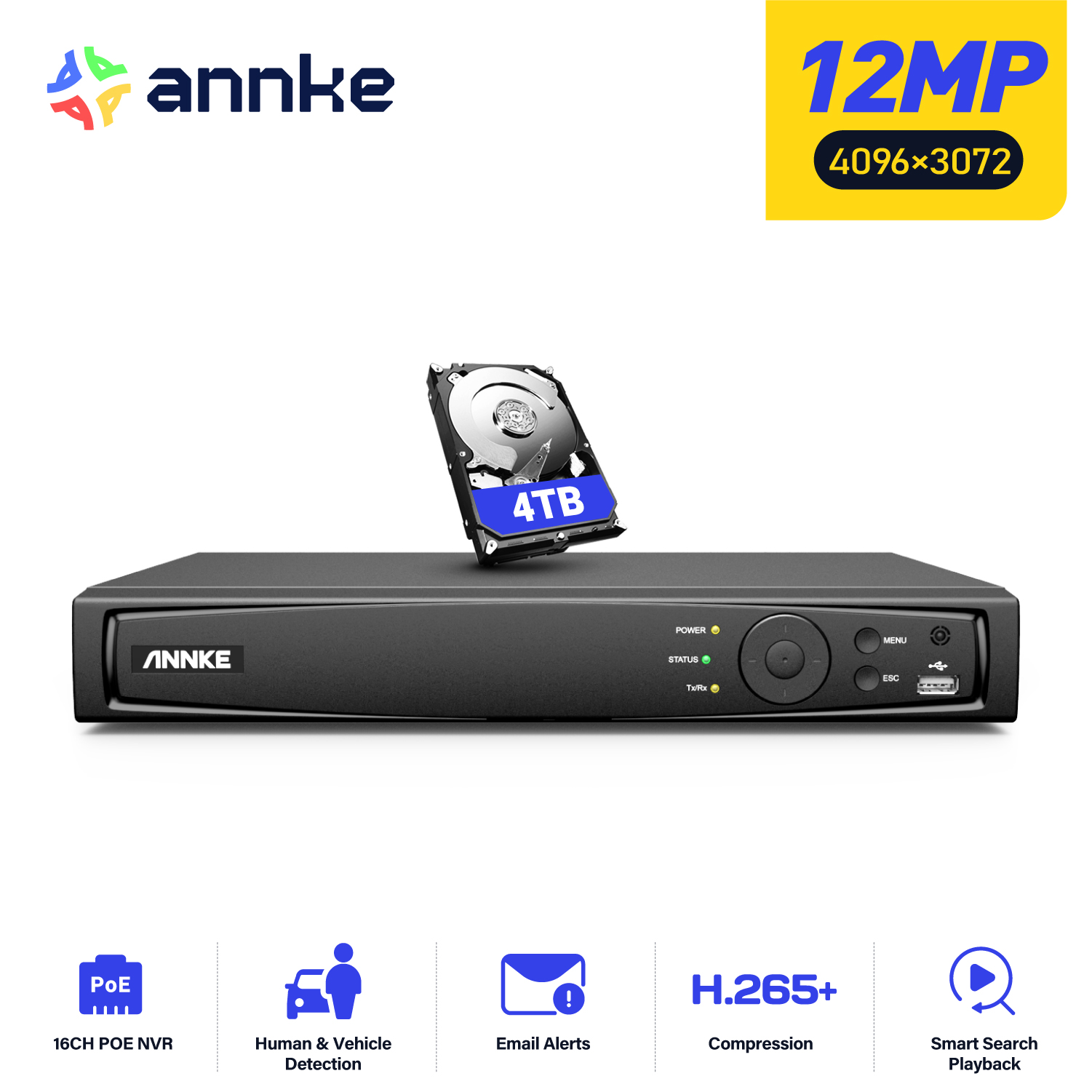 Webcam 4K - Сетевой видеорегистратор ANNKE 12MP POE NVR