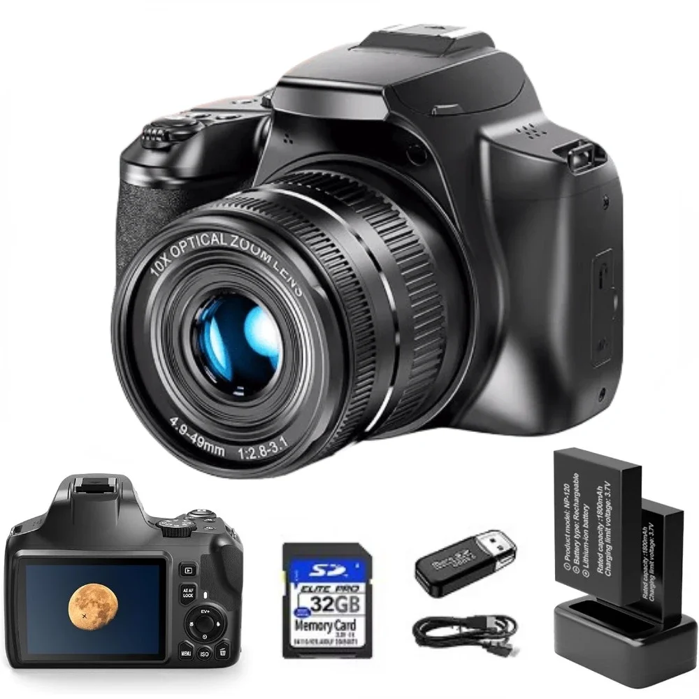 Webcam 4K - Цифровая камера 4K для фотографии, 10-кратный